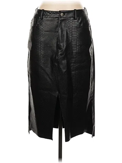 Pre-owned Zara Basic Faux Leather Skirt In Black