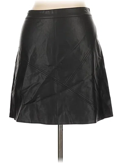 Pre-owned Zara Basic Faux Leather Skirt In Black