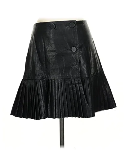 Pre-owned Zara Basic Faux Leather Skirt In Black