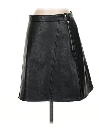 Pre-owned Zara Basic Faux Leather Skirt In Black