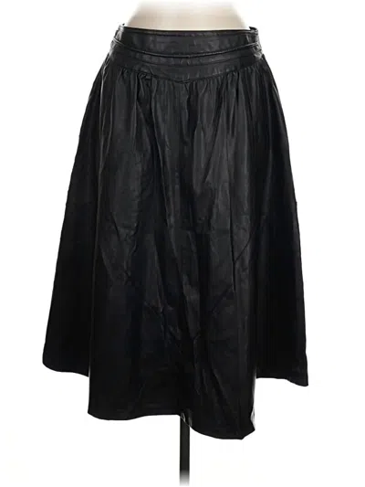 Pre-owned Zara Basic Faux Leather Skirt In Black