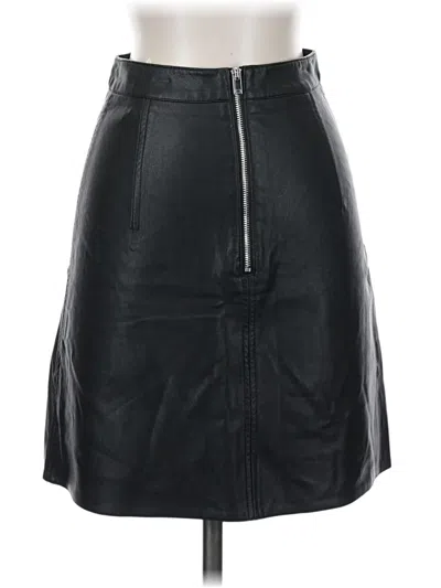 Pre-owned Zara Basic Faux Leather Skirt In Black