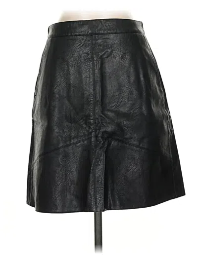 Pre-owned Zara Basic Faux Leather Skirt In Black