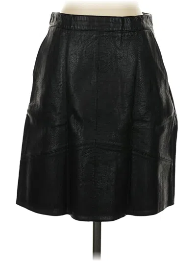 Pre-owned Zara Basic Faux Leather Skirt In Black