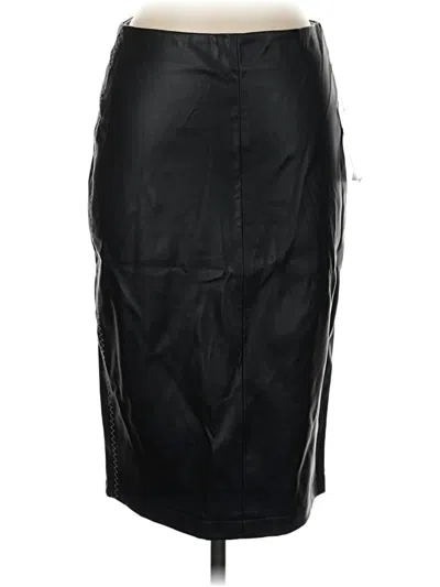 Pre-owned Zara Basic Faux Leather Skirt In Black