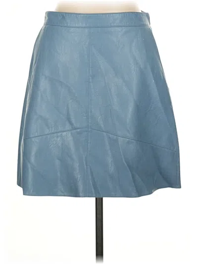 Pre-owned Zara Basic Faux Leather Skirt In Blue