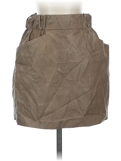 Pre-owned Zara Basic Faux Leather Skirt In Brown