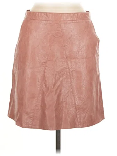 Pre-owned Zara Basic Faux Leather Skirt In Brown