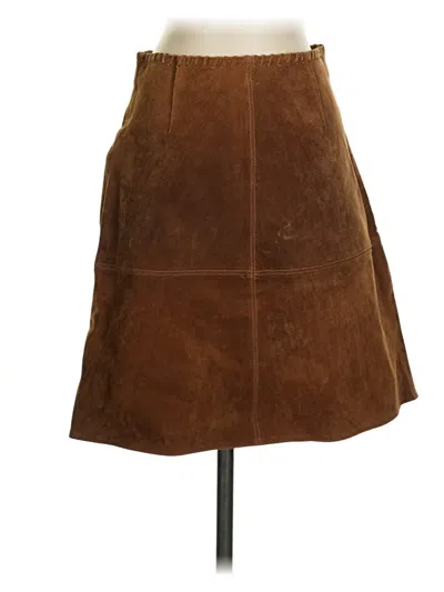 Pre-owned Zara Basic Faux Leather Skirt In Brown