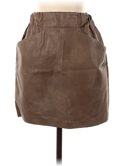 Pre-owned Zara Basic Faux Leather Skirt In Brown