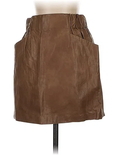 Pre-owned Zara Basic Faux Leather Skirt In Brown