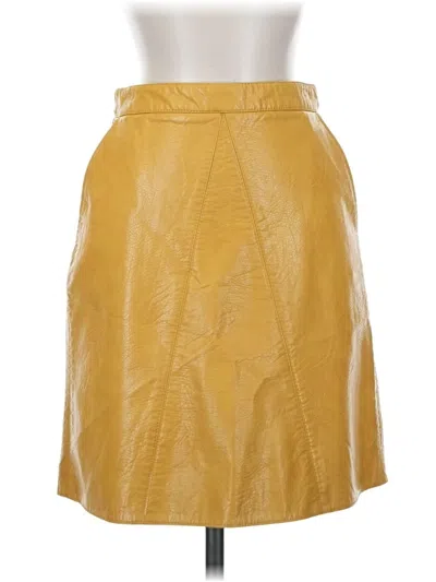 Pre-owned Zara Basic Faux Leather Skirt In Gold