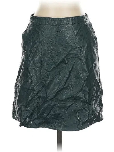 Pre-owned Zara Basic Faux Leather Skirt In Green