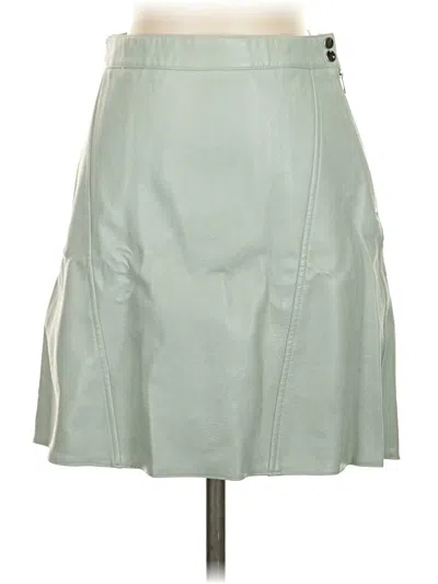 Pre-owned Zara Basic Faux Leather Skirt In Green