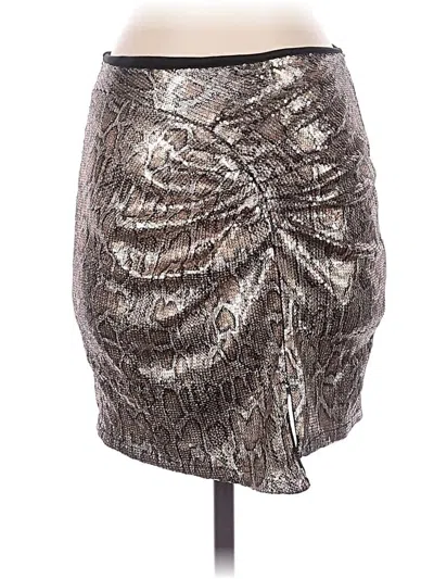 Pre-owned Zara Basic Faux Leather Skirt In Silver