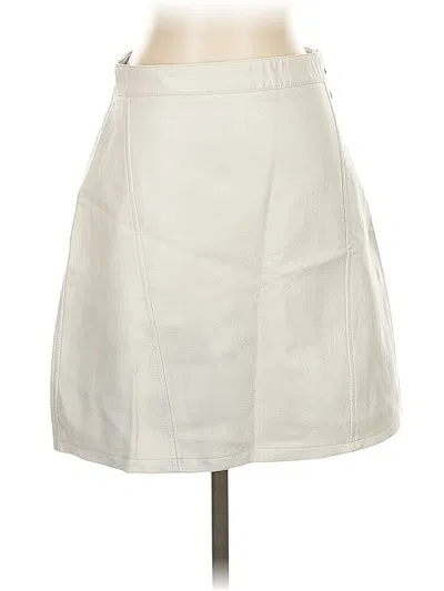 Pre-owned Zara Basic Faux Leather Skirt In White