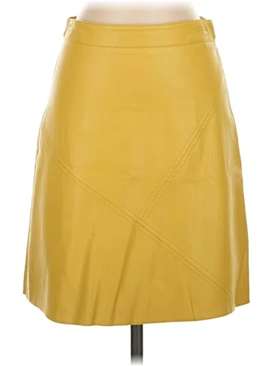 Pre-owned Zara Basic Faux Leather Skirt In Yellow