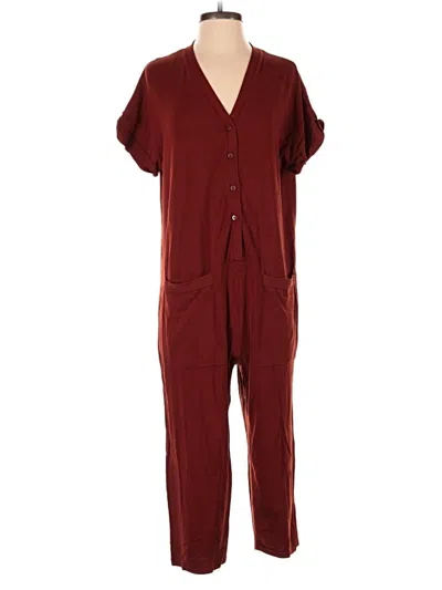 Pre-owned Zara Basic Jumpsuit In Burgundy