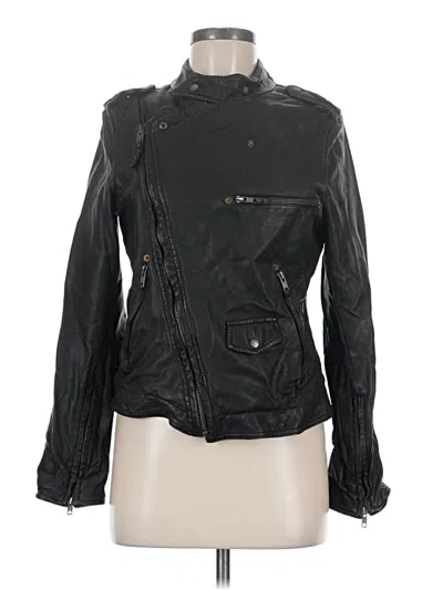 Pre-owned Zara Basic Leather Jacket In Black