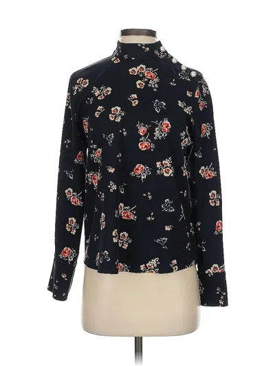 Pre-owned Zara Basic Long Sleeve Blouse In Black