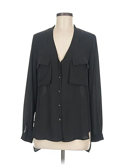 Pre-owned Zara Basic Long Sleeve Blouse In Black