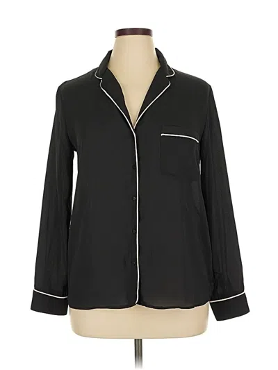 Pre-owned Zara Basic Long Sleeve Blouse In Black