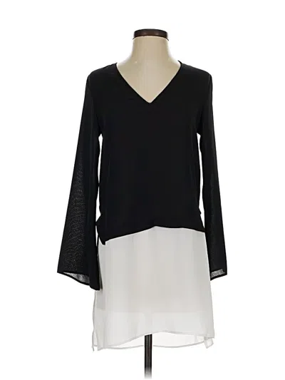 Pre-owned Zara Basic Long Sleeve Blouse In Black