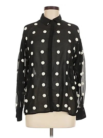 Pre-owned Zara Basic Long Sleeve Blouse In Black