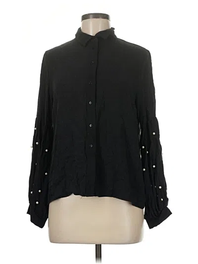 Pre-owned Zara Basic Long Sleeve Blouse In Black