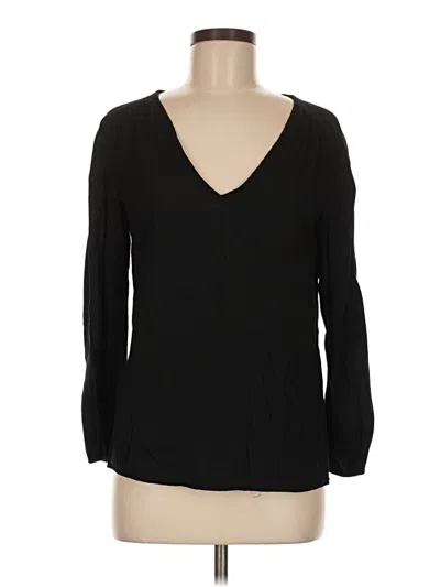 Pre-owned Zara Basic Long Sleeve Blouse In Black