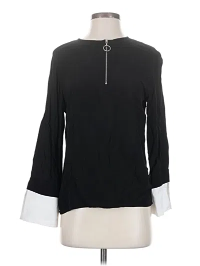 Pre-owned Zara Basic Long Sleeve Blouse In Black