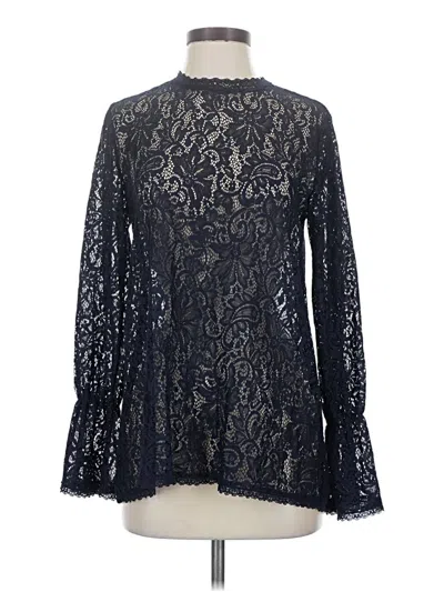 Pre-owned Zara Basic Long Sleeve Blouse In Black