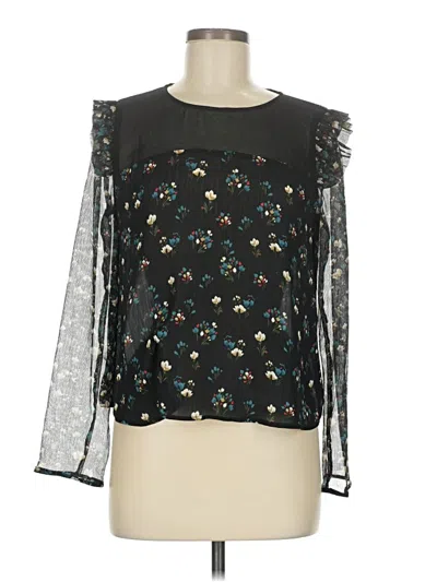 Pre-owned Zara Basic Long Sleeve Blouse In Black