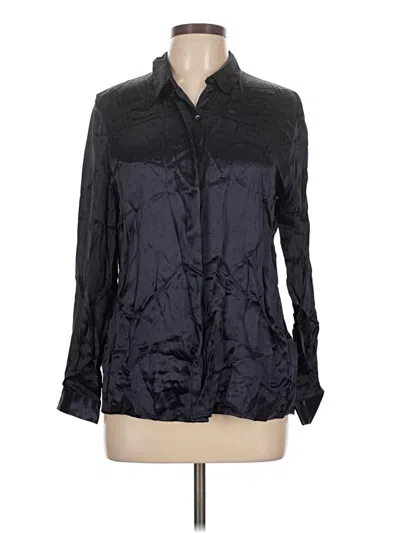 Pre-owned Zara Basic Long Sleeve Blouse In Black