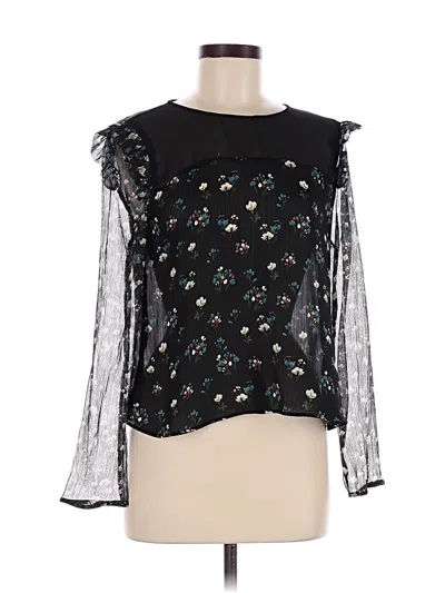 Pre-owned Zara Basic Long Sleeve Blouse In Black