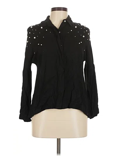 Pre-owned Zara Basic Long Sleeve Blouse In Black