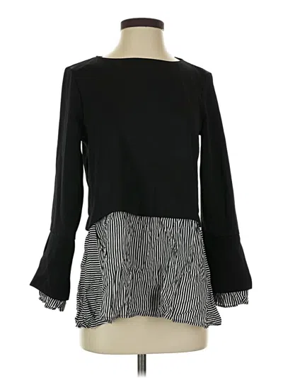 Pre-owned Zara Basic Long Sleeve Blouse In Black