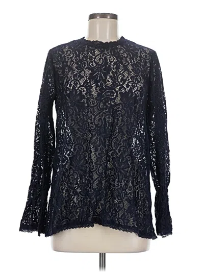 Pre-owned Zara Basic Long Sleeve Blouse In Black