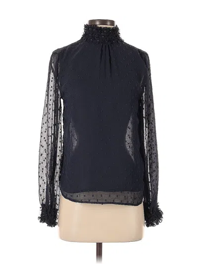 Pre-owned Zara Basic Long Sleeve Blouse In Black