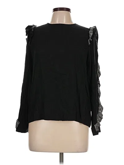 Pre-owned Zara Basic Long Sleeve Blouse In Black