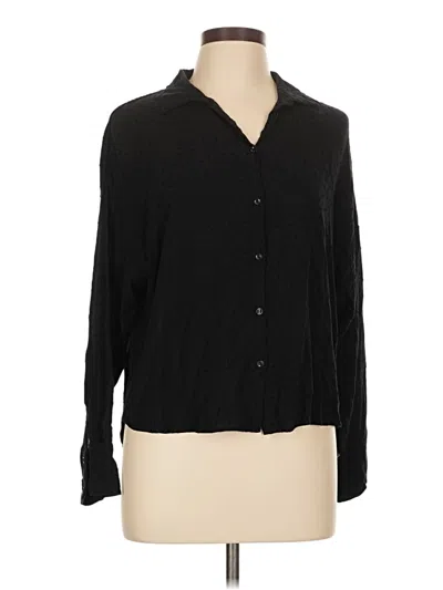 Pre-owned Zara Basic Long Sleeve Blouse In Black