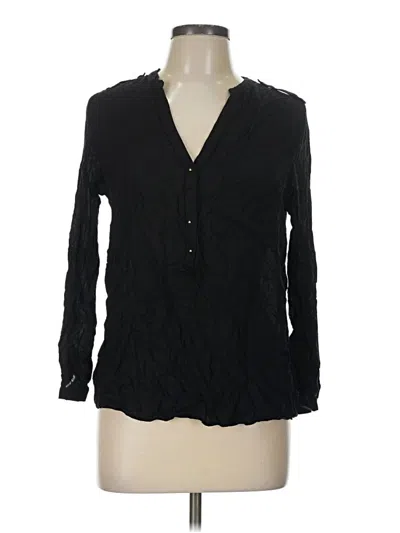 Pre-owned Zara Basic Long Sleeve Blouse In Black