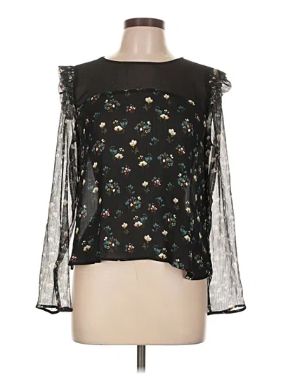 Pre-owned Zara Basic Long Sleeve Blouse In Black