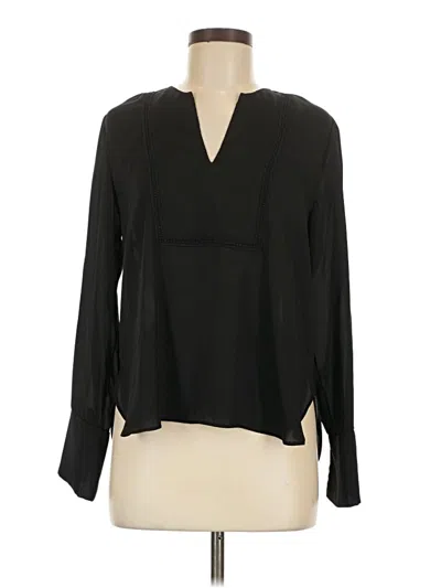 Pre-owned Zara Basic Long Sleeve Blouse In Black