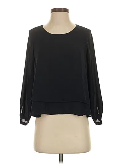 Pre-owned Zara Basic Long Sleeve Blouse In Black