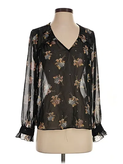 Pre-owned Zara Basic Long Sleeve Blouse In Black