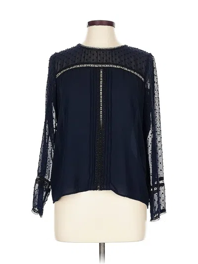 Pre-owned Zara Basic Long Sleeve Blouse In Blue