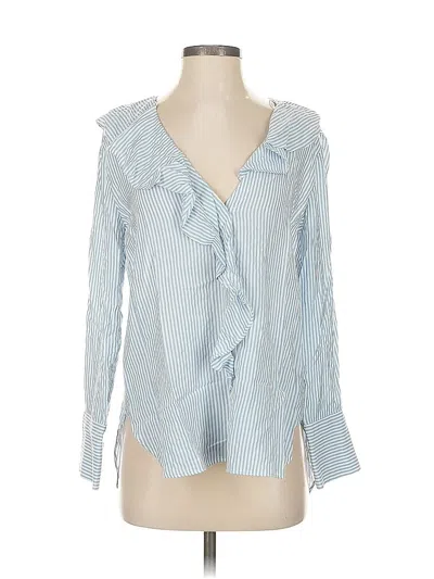 Pre-owned Zara Basic Long Sleeve Blouse In Blue