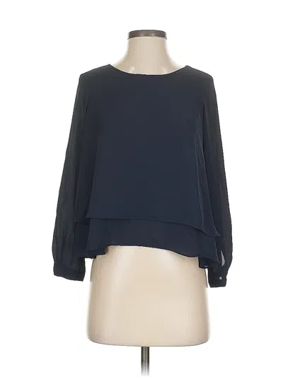Pre-owned Zara Basic Long Sleeve Blouse In Blue