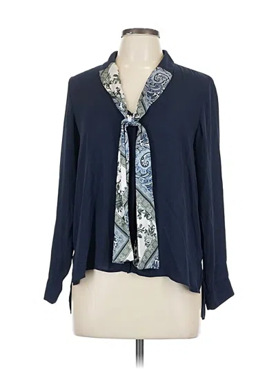 Pre-owned Zara Basic Long Sleeve Blouse In Blue